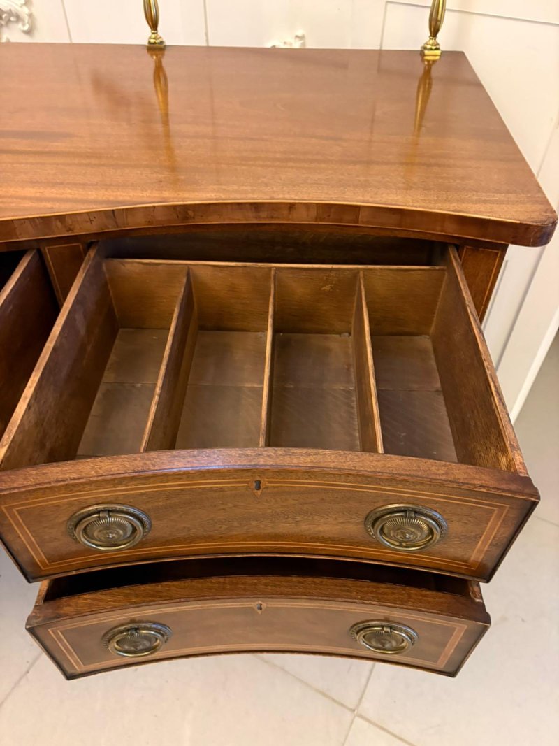 Antique Edwardian Figured Mahogany Serpentine Sideboard - Image 10